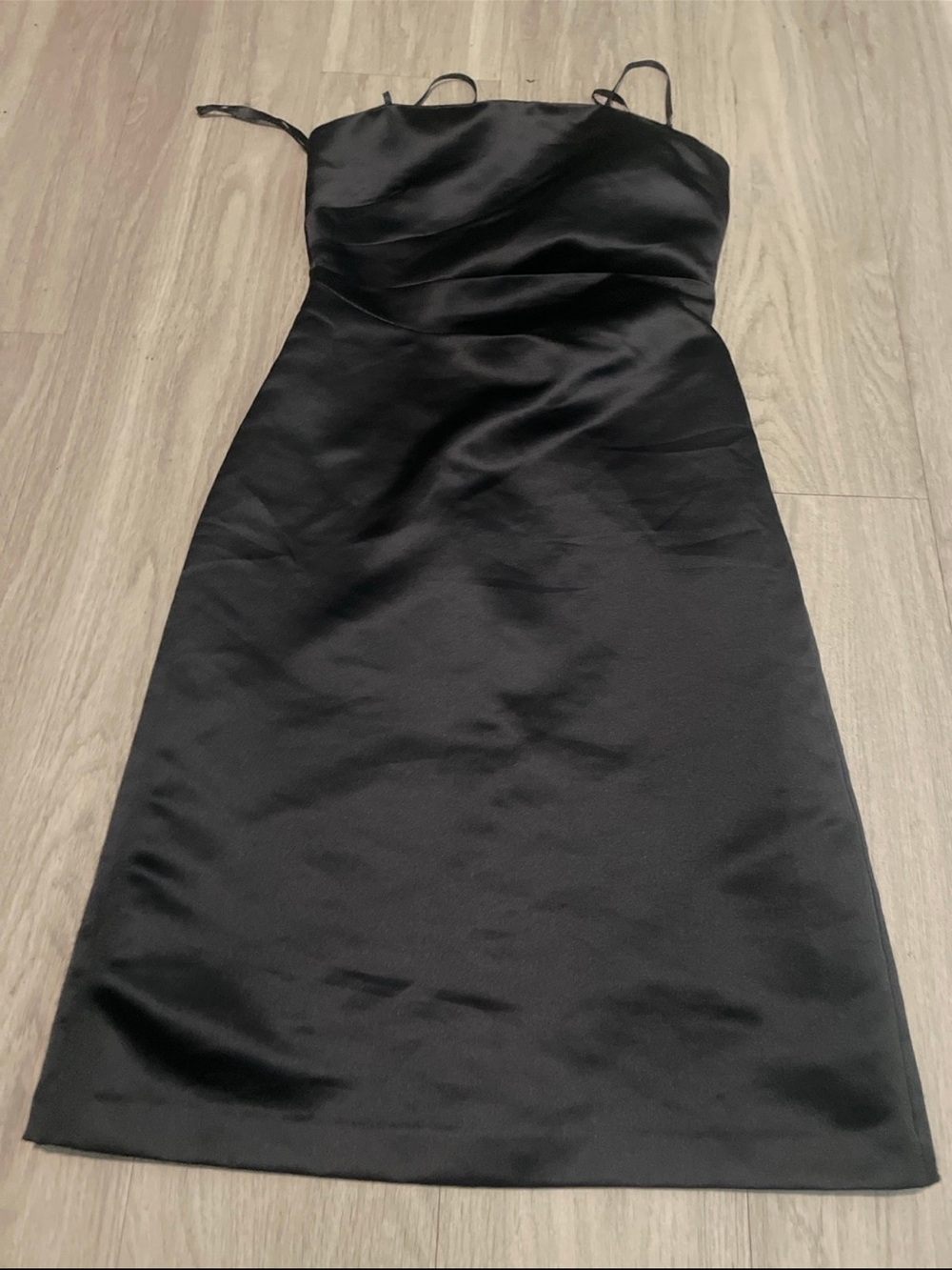 Express Black Strapless Satin Dress